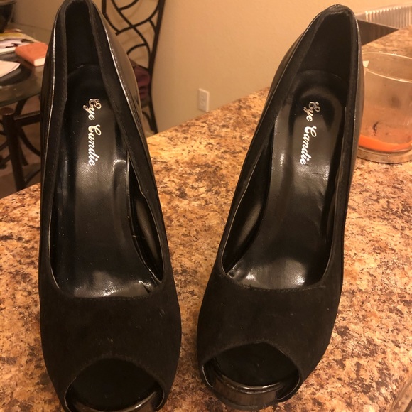 Black suede/patent leather heels - Picture 2 of 2